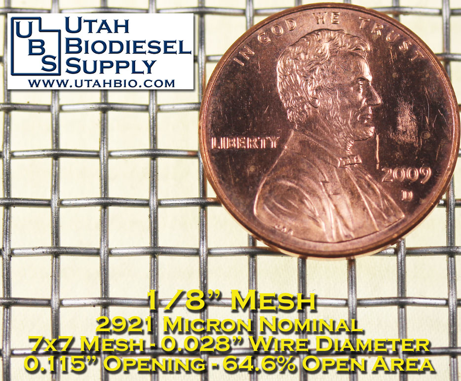 Heiligdom Botanist motor Stainless Steel Mesh Screen (5, 15, 43, 74, 100, 149, 177, 300, 400, 500,  600, 800, 1000 Micron, 1/8", 1/4" Mesh) - Utah Biodiesel Supply
